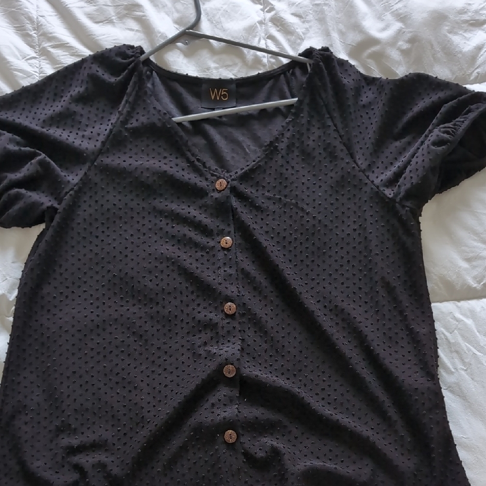 W5 Black Button-Up Top